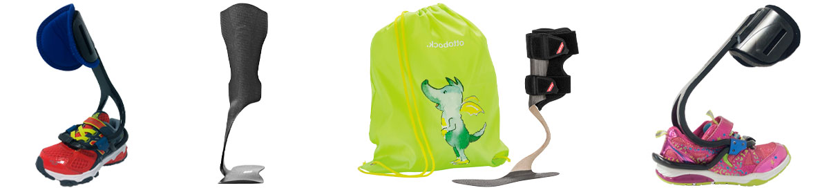 Forskellige varianter af blød og semirigide ankelortoser til børn - Sahva