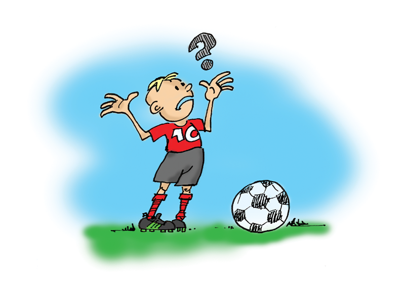 Tegning - Peter er frustreret over sin fod