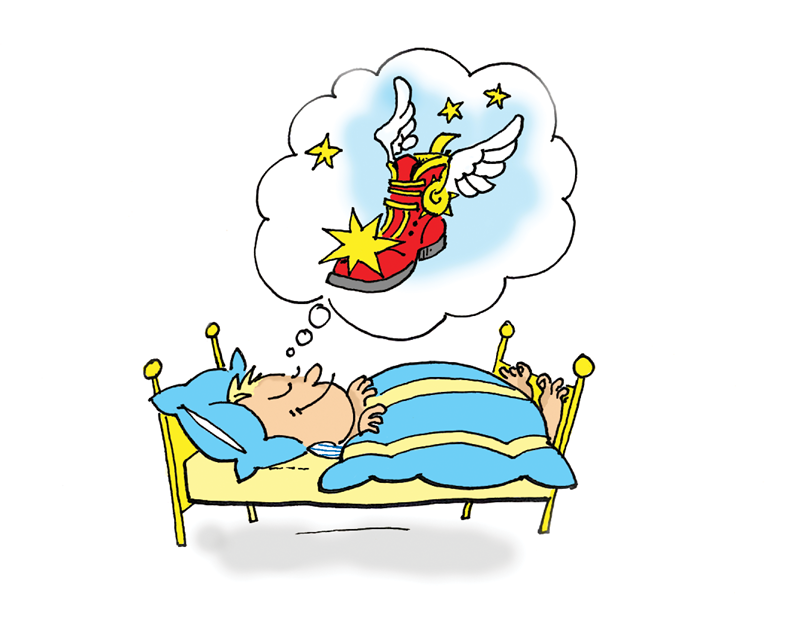 Tegning - Peter drømmer om sko