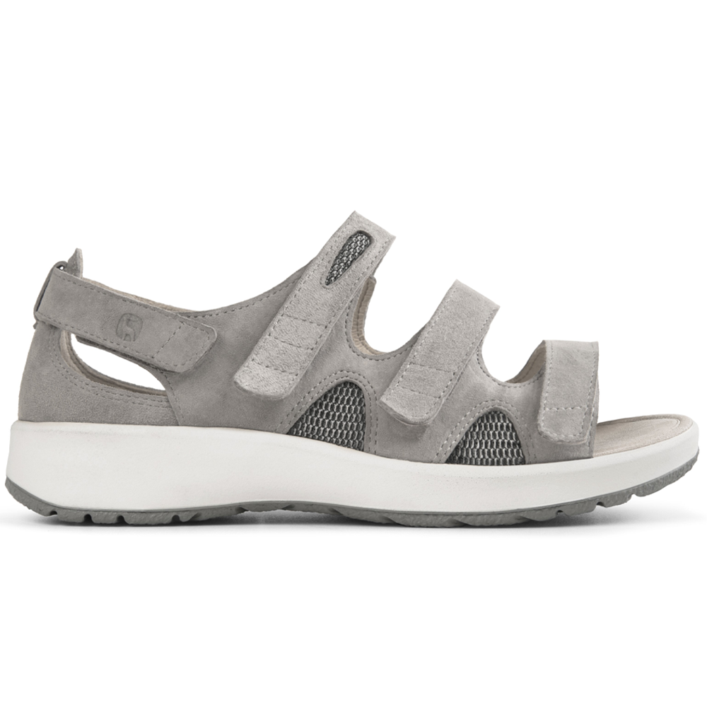 Grå damesandal med velcro - Sahva