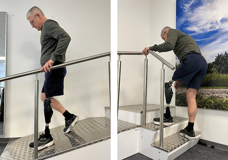 Thomas går på trappe med sit Genium X3 fra Ottobuck - Sahva